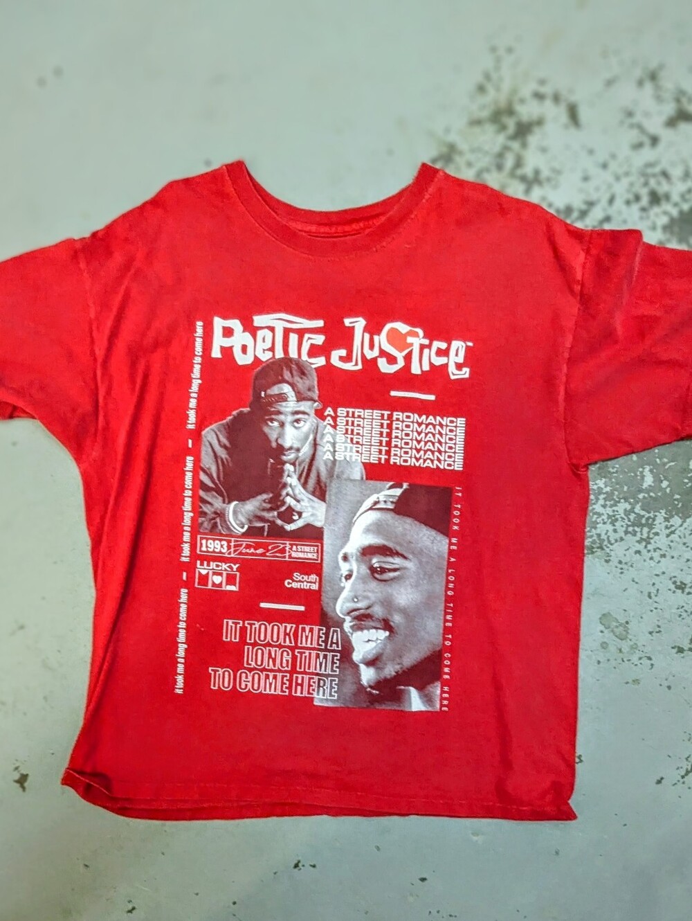 Tupac Poetic Justice Graphic T-Shirt Red Men's M